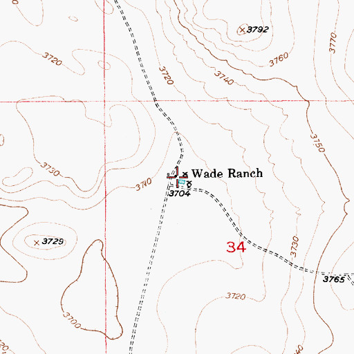 Topographic Map of Wade Ranch, NM