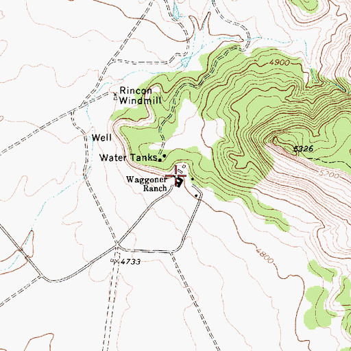 Topographic Map of Waggoner Ranch, NM