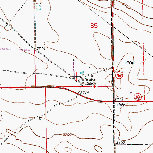Topographic Map of Waits Ranch, NM