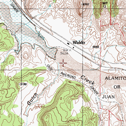 Topographic Map of Waldo Gulch, NM