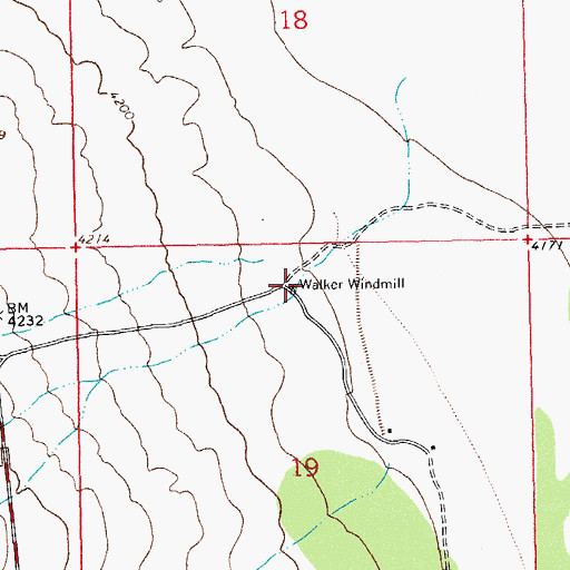 Topographic Map of Walker Windmill, NM