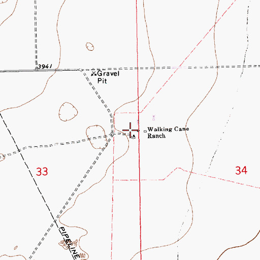 Topographic Map of Walking Cane Ranch, NM