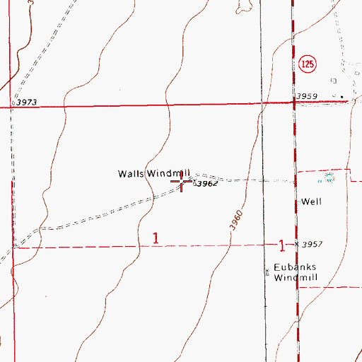 Topographic Map of Walls Windmill, NM