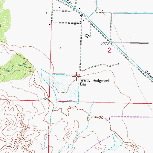 Topographic Map of Wardy Hedgecock Dam, NM