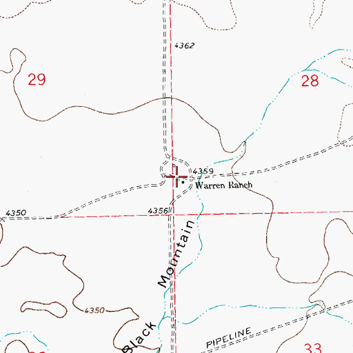 Topographic Map of Warren Ranch, NM