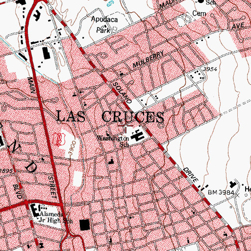 Topographic Map of Washington School, NM