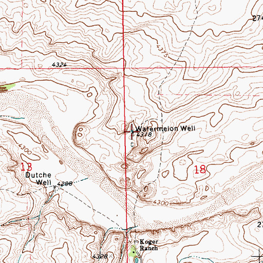 Topographic Map of Watermelon Well, NM