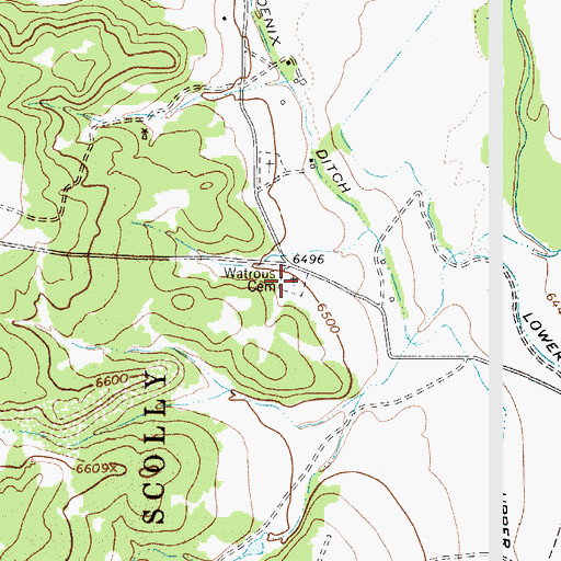 Topographic Map of Watrous Cemetery, NM