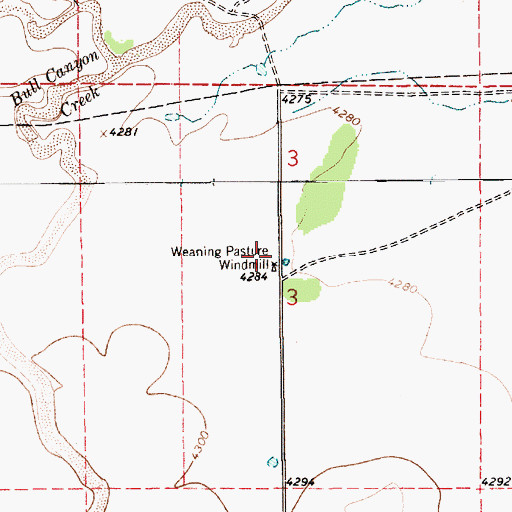 Topographic Map of Weaning Pasture Windmill, NM