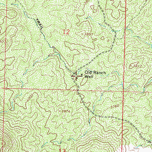 Topographic Map of Old Ranch Well, AZ