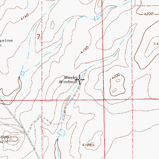 Topographic Map of Weeks Windmill, NM