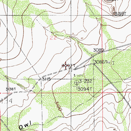 Topographic Map of Welch Ranch, NM