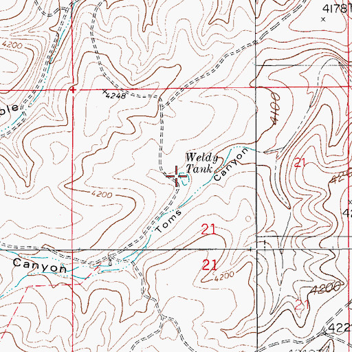 Topographic Map of Weld Tank, NM