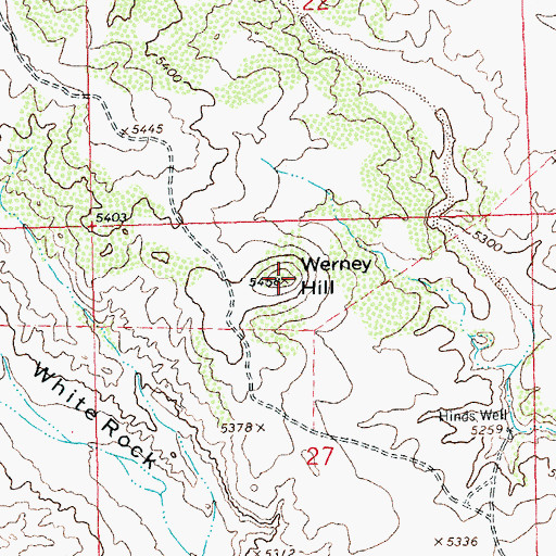 Topographic Map of Werney Hill, NM