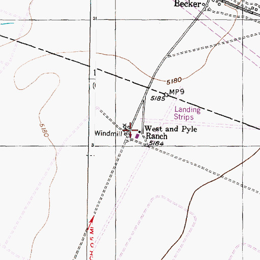 Topographic Map of West and Pyle Ranch, NM