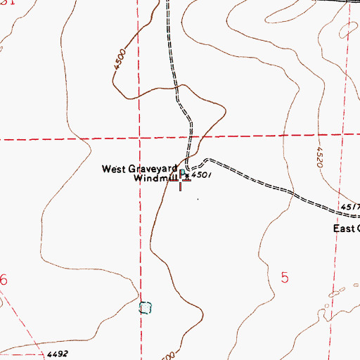 Topographic Map of West Graveyard Windmill, NM