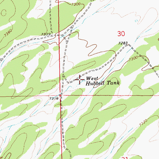 Topographic Map of West Hubbell Tank, NM