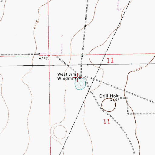 Topographic Map of West Jim Windmill, NM