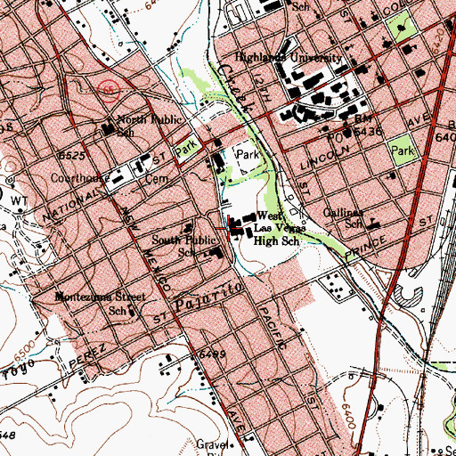 Topographic Map of West Las Vegas High School, NM