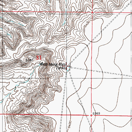 Topographic Map of West Mesa Rim Tank, NM