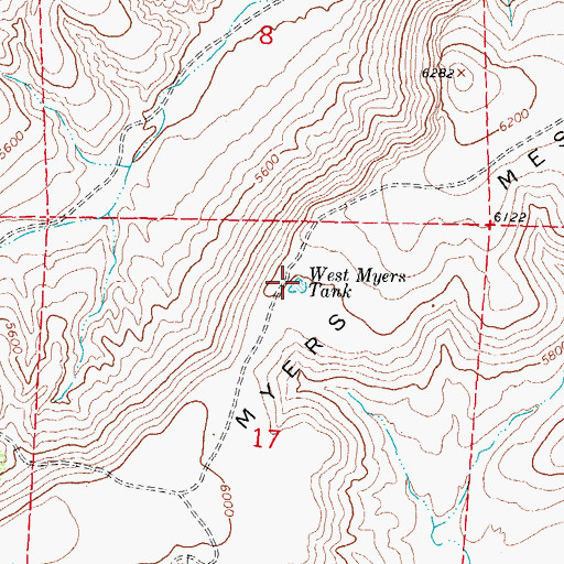 Topographic Map of West Myers Tank, NM