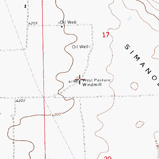 Topographic Map of West Pasture Windmill, NM