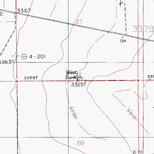 Topographic Map of West Tank, NM