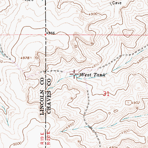 Topographic Map of West Tank, NM