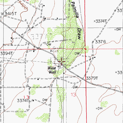Topographic Map of West Well, NM
