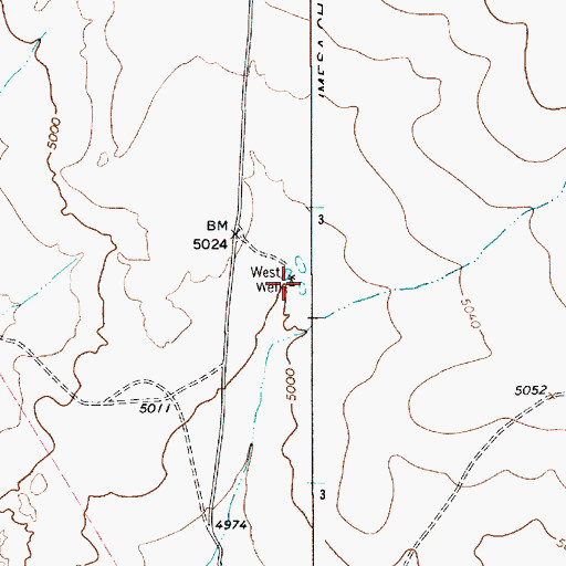 Topographic Map of West Well, NM