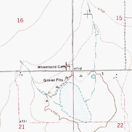 Topographic Map of Wheatland Cemetery, NM