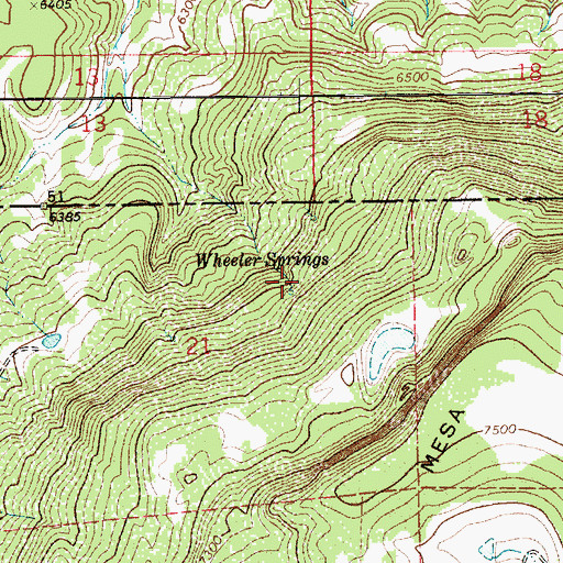 Topographic Map of Wheeler Springs, NM