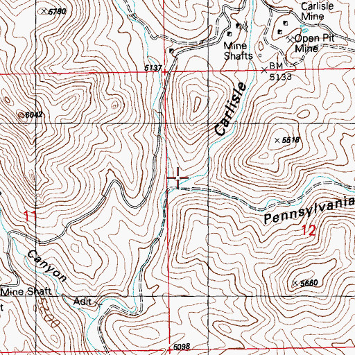 Topographic Map of Whiskey Creek, NM