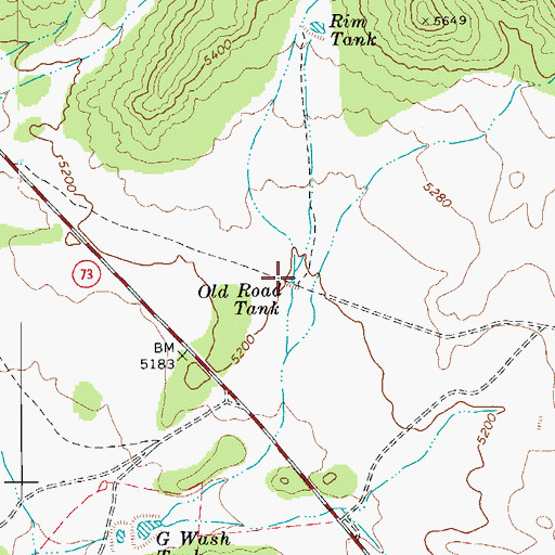 Topographic Map of Old Road Tank, AZ