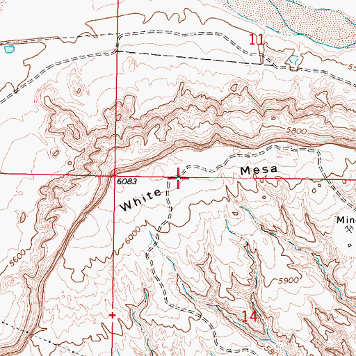 Topographic Map of White Mesa, NM