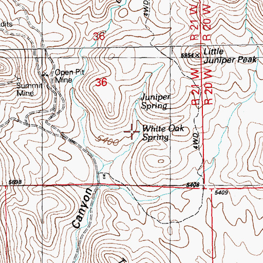 Topographic Map of White Oak Spring, NM