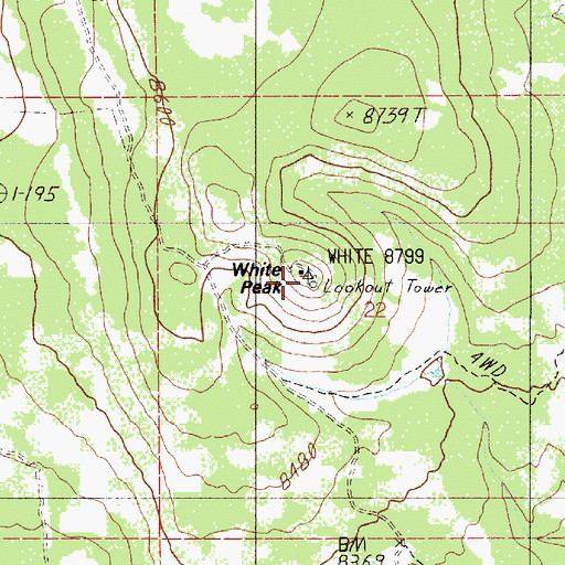 Topographic Map of White Peak, NM