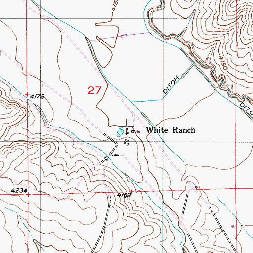 Topographic Map of White Ranch, NM