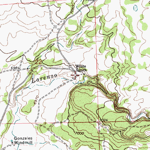Topographic Map of White Ranch, NM