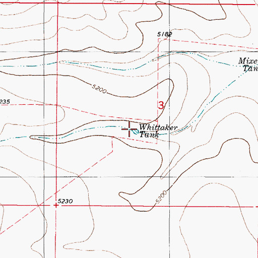 Topographic Map of Whittaker Tank, NM