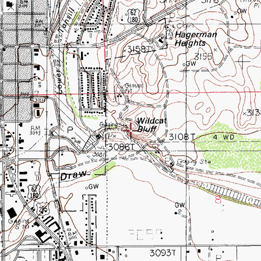 Topographic Map of Wildcat Bluff, NM