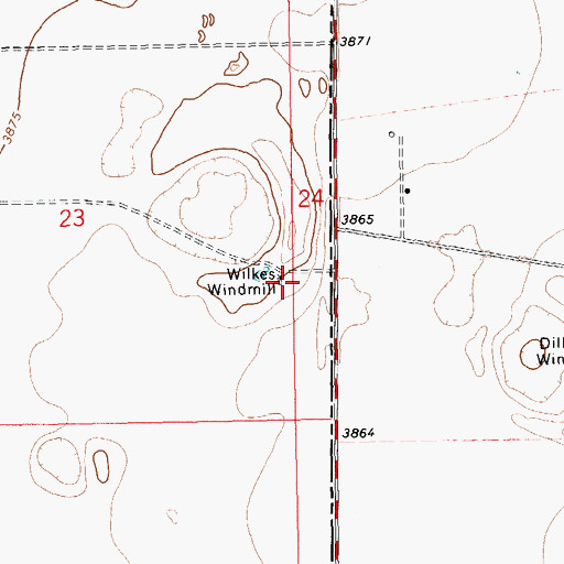 Topographic Map of Wilkes Windmill, NM