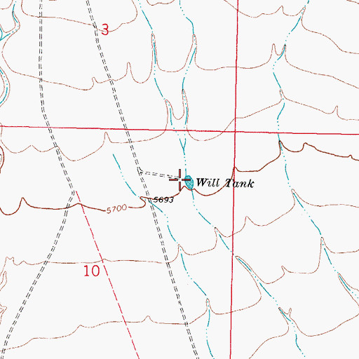 Topographic Map of Will Tank, NM