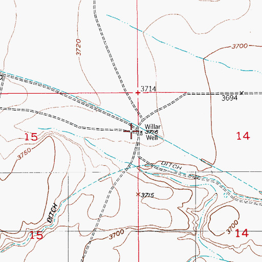 Topographic Map of Willar Well, NM