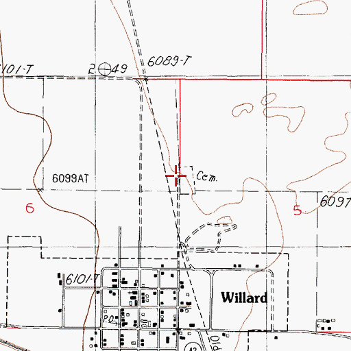 Topographic Map of Willard Cemetery, NM