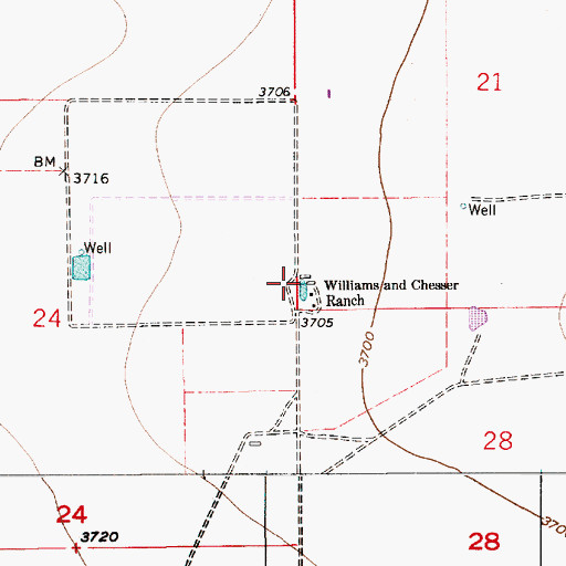Topographic Map of Williams and Chesser Ranch, NM