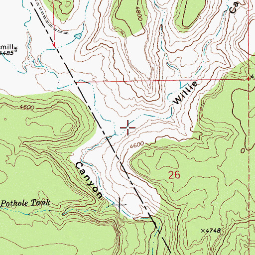 Topographic Map of Willie Canyon, NM