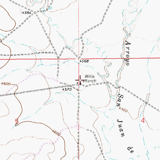Topographic Map of Willis Ranch, NM