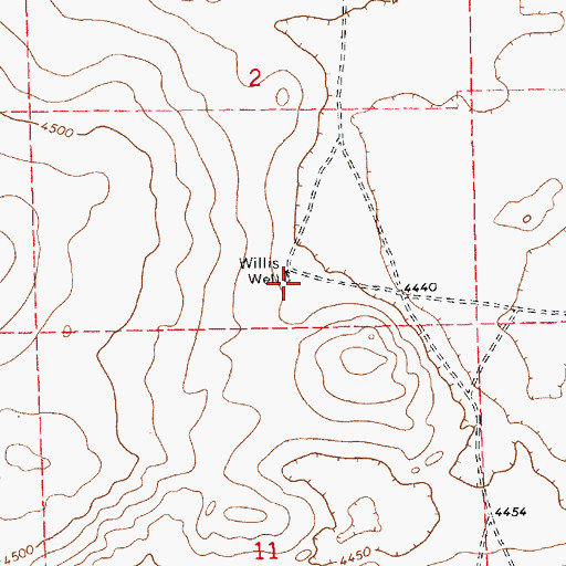 Topographic Map of Willis Well, NM