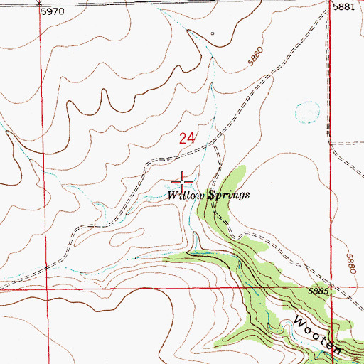 Topographic Map of Willow Springs, NM
